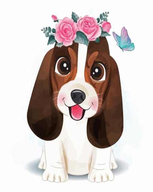 Cute Basset Hound paint by number