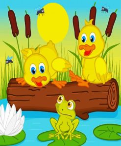 Cute Chicks And Frog paint by numbers
