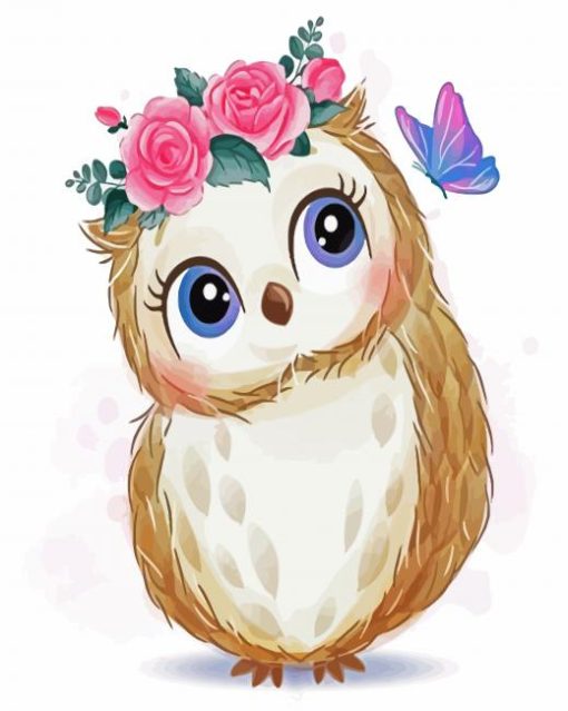 Cute Owl And Butterfly paint by number