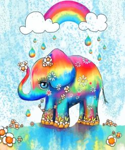 Cute Rainbow Elephant paint by number