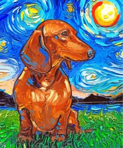 Dachshund Starry Night paint by numbers