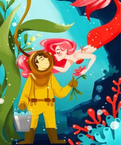 Diver And mermaid paint by number