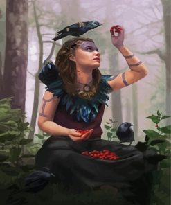 Druid Woman And Crow paint by numbers