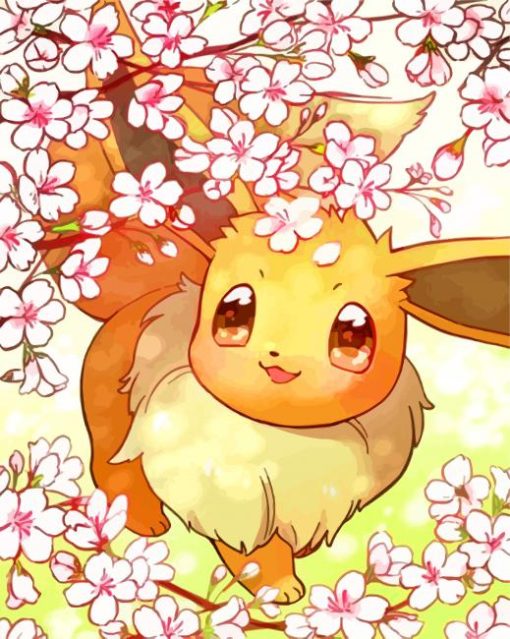 Eevee And Flowers paint by number