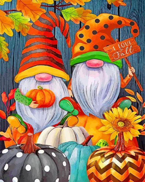 Fall Gnomes paint by numbers