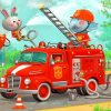 Firetruck And Animals paint by numbers