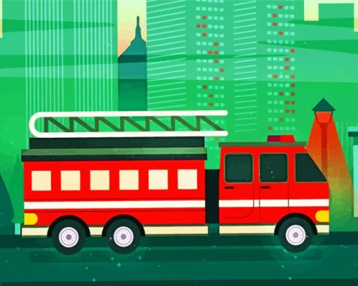 Firetruck Illustration paint by number