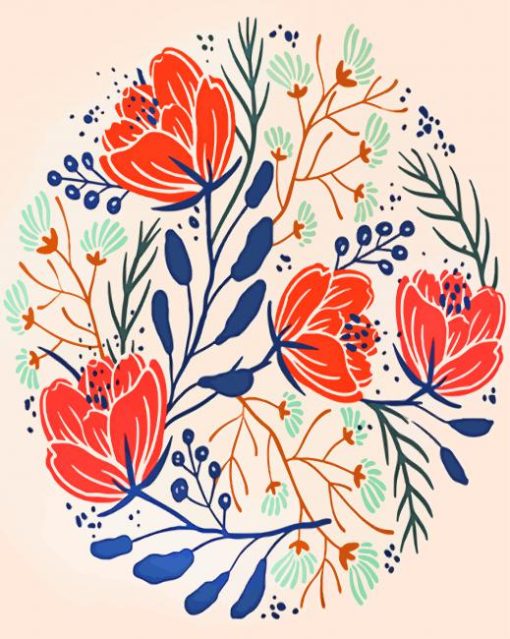 Floral Illustration paint by numbers