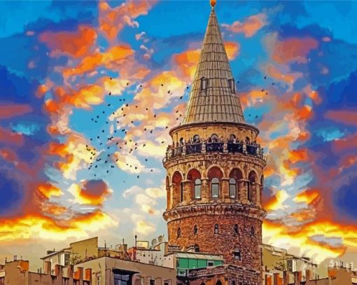 Galata Tower paint by number