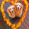 Golden Retriever Puppy In Leaves paint by numbers