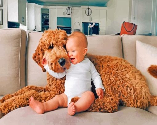 Goldendoodle And His Little Friend paint by numbers