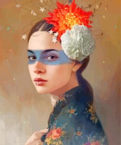 Gorgeous Woman With Flowers Headdress paint by numbers