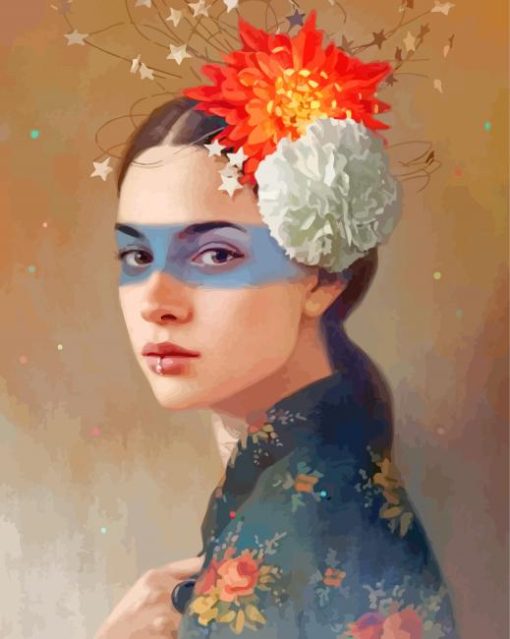 Gorgeous Woman With Flowers Headdress paint by numbers