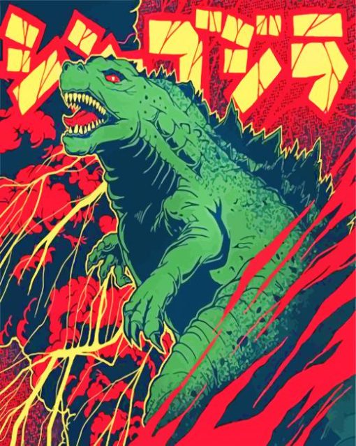 Green Godzilla paint by numbers
