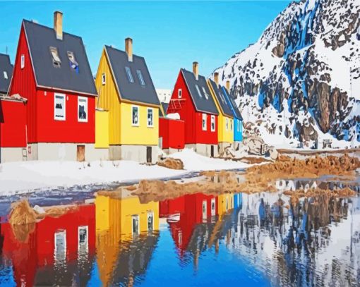 Aesthetic Greenland Houses paint by numbers