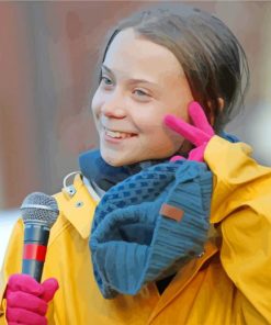 Greta Thunberg with Yellow Jacket paint by numbers