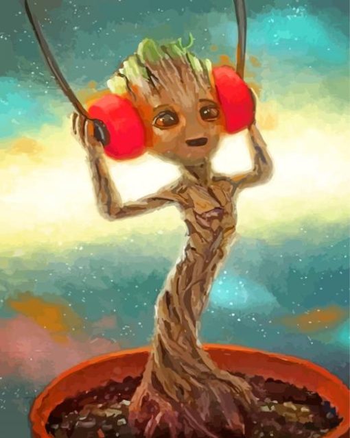 Groot Listening To Music paint by numbers