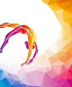 Gymnastic woman colorful silhouette paint by numbers