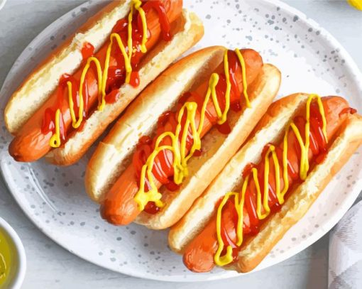 Tasty Hotdogs paint by numbers