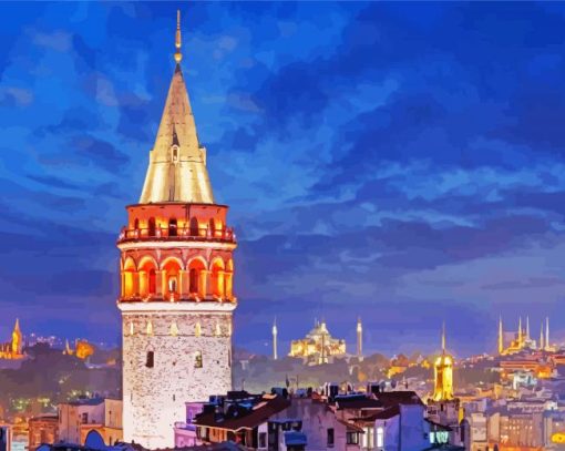 Istanbul Galata Tower paint by numbers