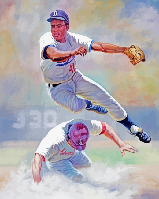Jackie Robinson Dodgres Baseball paint by numbers