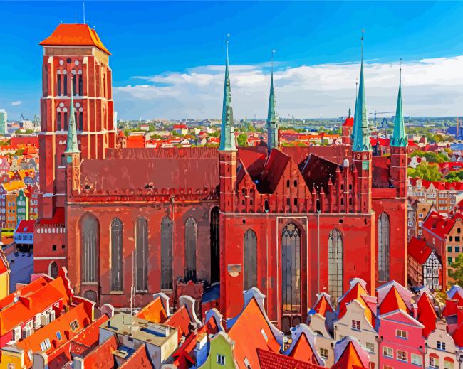 Kosciol Mariacki Gdansk Scaled paint by numbers