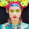 Lady With Floral Yellow Headdress paint by numbers