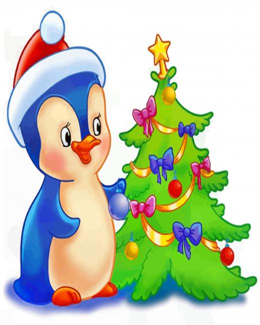 Penguin And Christmas paint by number