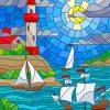 Stained Glass Lighthouse Illustration paint by numbers