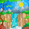 Stained Glass Waterfall Illustration paint by numbers