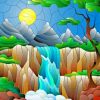 Stained Glass Waterfall Illustration paint by number