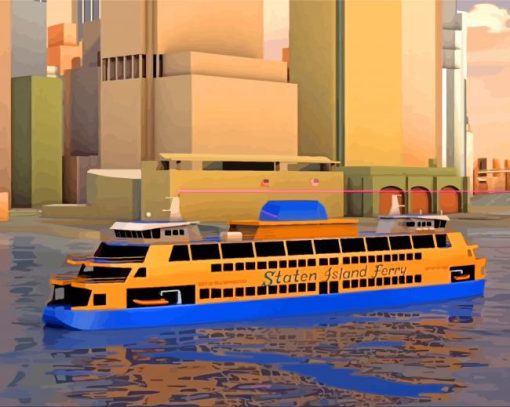 Staten Island Ferry Hoboken Illustration paint by numbers