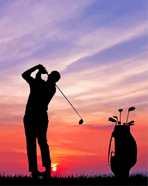 Sunset Golf Shilouette paint by numbers