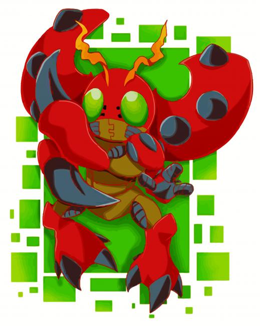 Tentomon Digimon paint by numbers