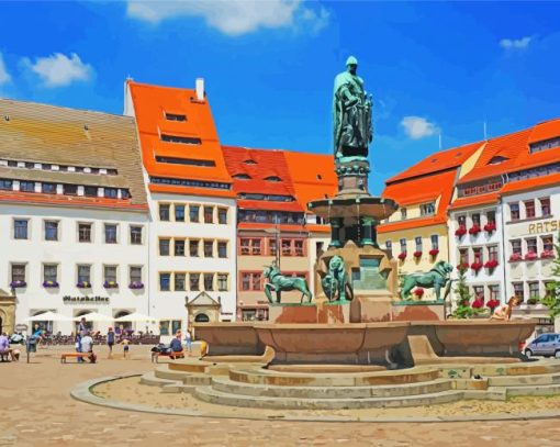 The Fountain Obermarkt Feiberg paint by numbers