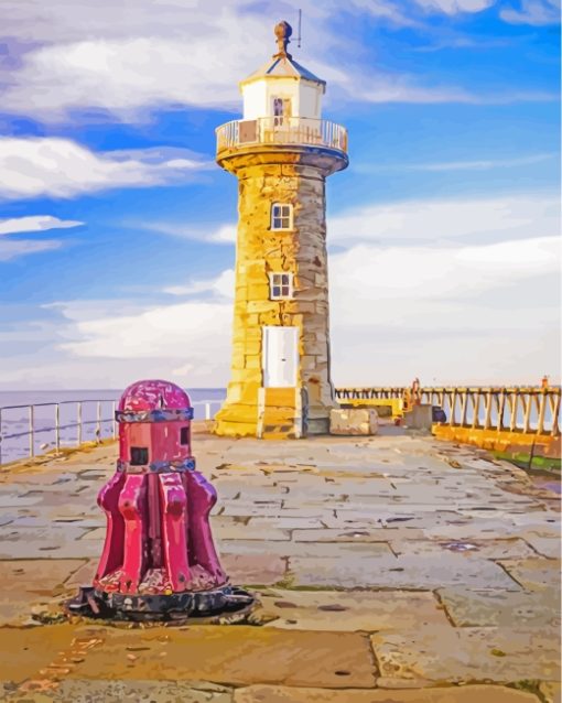 Whitby Abbey Lighthouse Paint by numbers