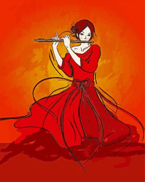 Woman Playing Flute paint by numbers