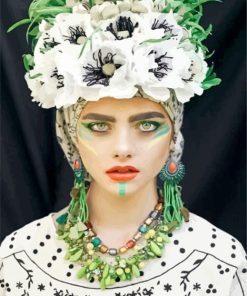 Woman With Floral Headdress paint by numbers