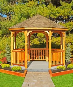 Wooden Gazebo paint by numbers