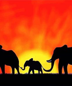 African Sunset Elephants paint by numbers