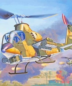 American Military Helicopters paint by numbers