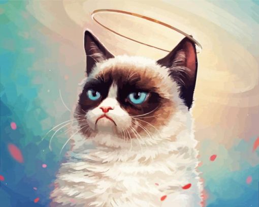 Angel Grumpy Cat paint by number