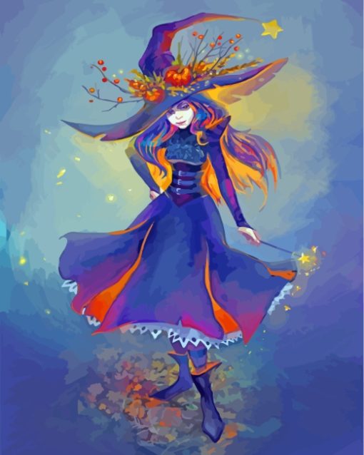 Anime Halloween Witch paint by numbers