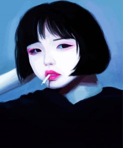 Asian Girl Smoking paint by numbers
