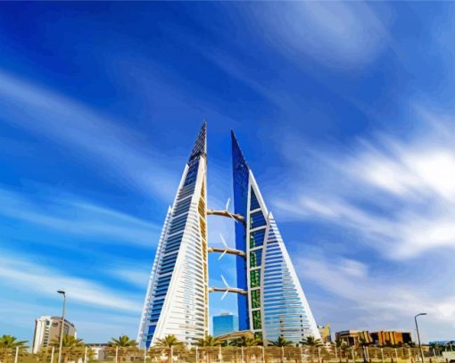 Bahrain World Trade Center paint by number