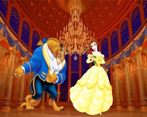 Beauty And Beast In Ballroom paint by number