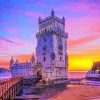 Belem Tower At Sunset In Portugal Lisbon paint by numbers