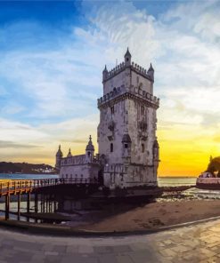 Belem Tower At Sunset Time paint by number