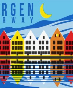 Bergen Norway Buildings paint by number