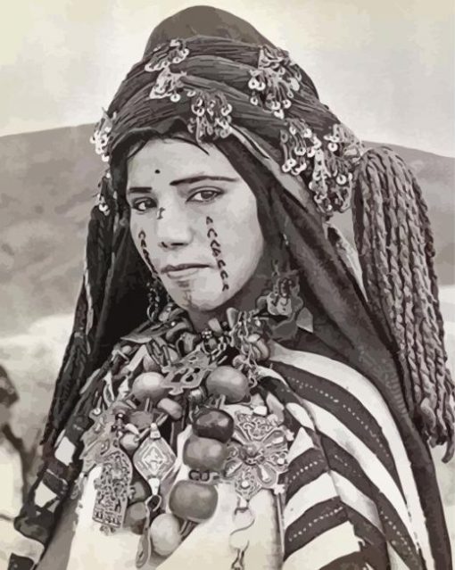 Black And White Berber Woman paint by number